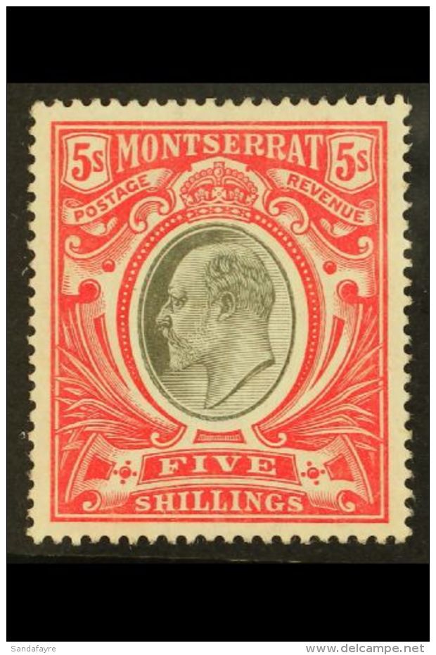 1903 KEVII 5s Black And Scarlet, Wmk Crown CC, SG 23, Very Fine Lightly Hinged Mint. For More Images, Please Visit... - Montserrat