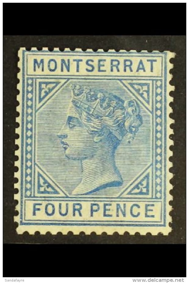 1884-85 4d Blue Watermark Crown CA, SG 11, Mint With Tiny Thin. Fresh ,attractive And Scarce! For More Images,... - Montserrat