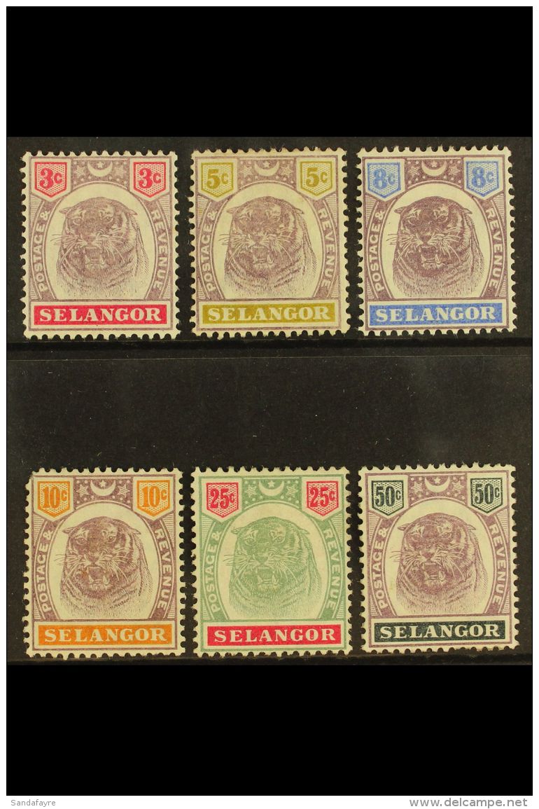 SELANGOR 1895 3c To 50c Dull Purple And Greenish Black, Tigers, SG 54/9, Fresh Mint, Small Faults. Cat &pound;264.... - Andere & Zonder Classificatie
