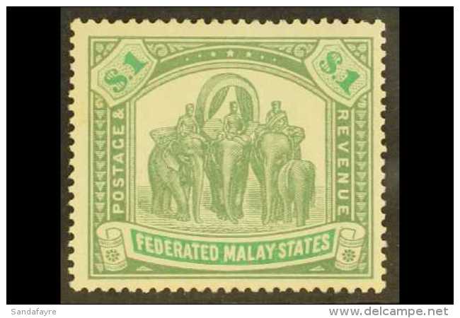 FEDERATED STATES 1904 - 22 $1 Grey Green And Green, Elephants, SG 48, Very Fine And Fresh Mint. For More Images,... - Andere & Zonder Classificatie