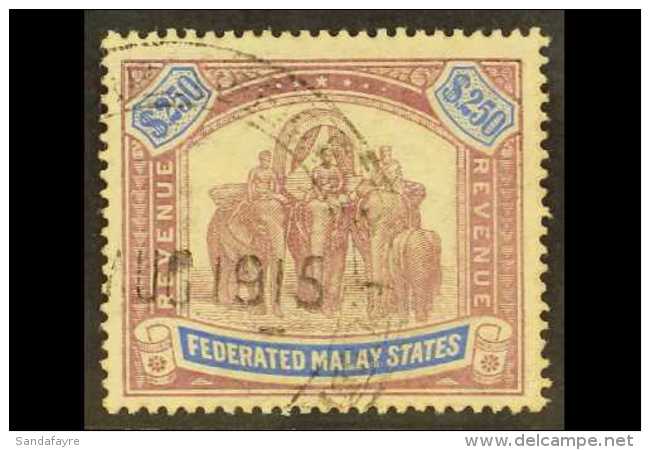 FEDERATED STATES 1904 - 22 $250 Lilac And Blue, Wmk MCA, Barefoot 5, Superb Used With Neat Fiscal Cancel. For More... - Andere & Zonder Classificatie