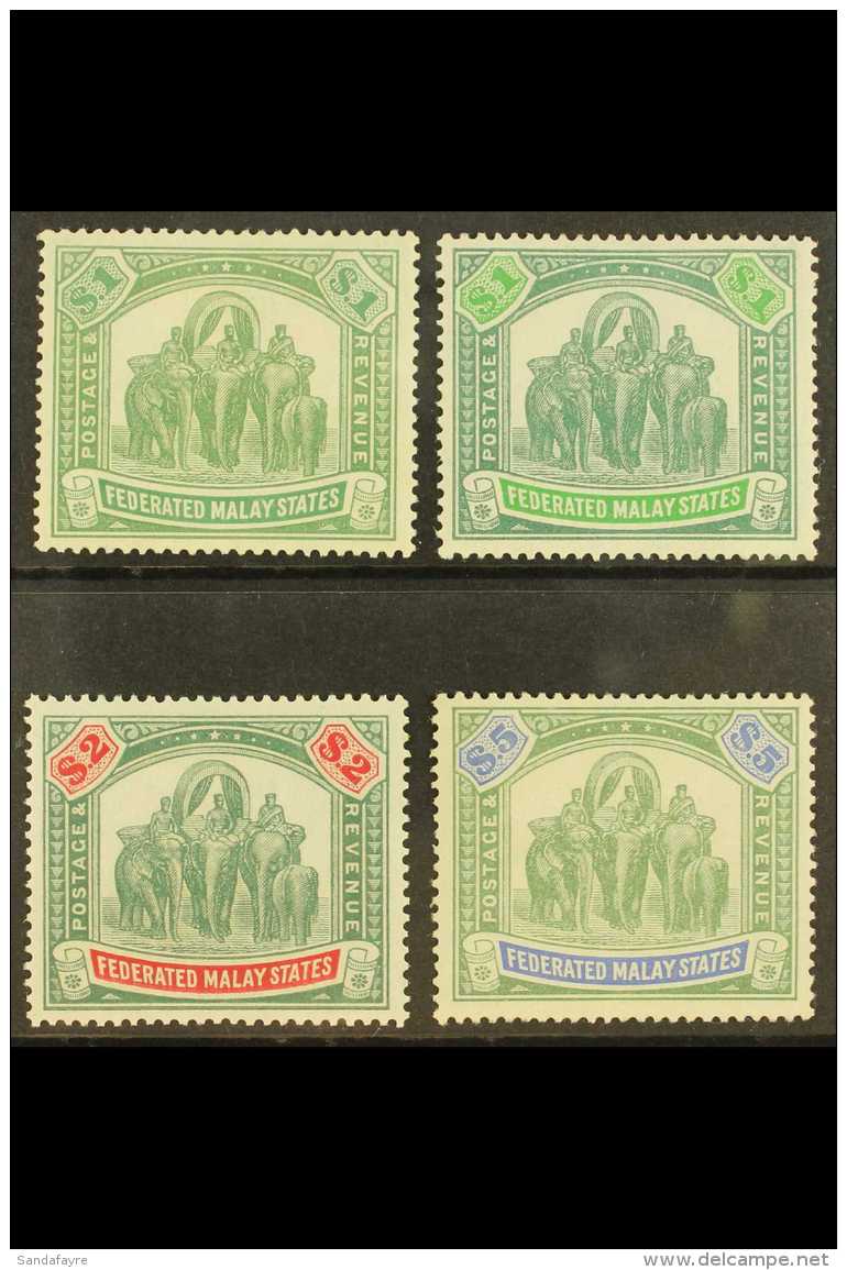 FEDERATED STATES 1922 - 34 $1 Both Colours, $2 And $5 Elephants, Wmk Script, SG 76, 76a, 78, 80, Very Fine And... - Autres & Non Classés