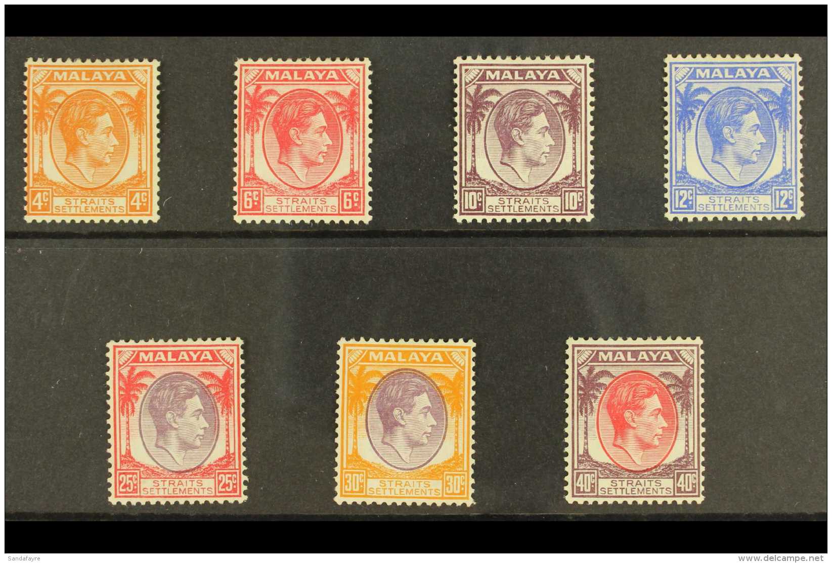 1937-41 KGVI Mint Values - 4c, 6c, 10c, 12c, 25c, 30c And 40c - Fine Mint. (7 Stamps) For More Images, Please... - Straits Settlements
