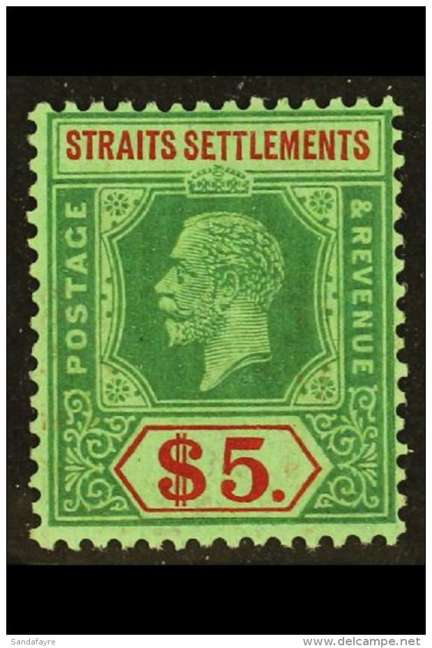 1921-33 (wmk Mult Script CA) $5 Green And Red/green, SG 240a, Very Fine Mint. For More Images, Please Visit... - Straits Settlements