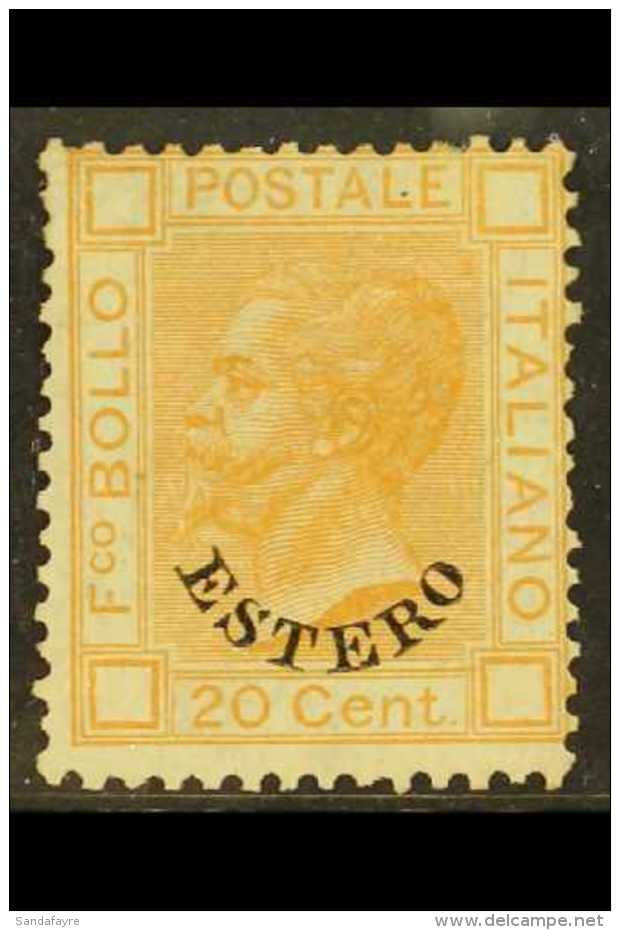 ITALIAN OFFICES IN LEVANT 1878 20c Orange Overprinted "Estero", Sass 11, Very Fine Mint, Large Part Og. Signed... - Autres & Non Classés