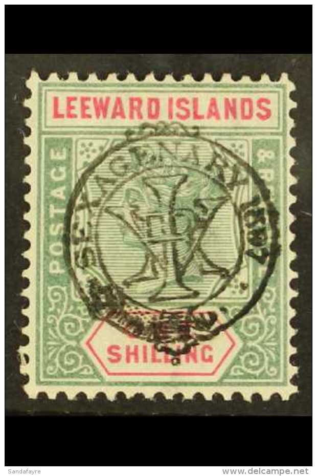 1897 1s Green And Carmine Jubilee Overprint, SG 15, Very Fine Mint With Strong Colours. For More Images, Please... - Leeward  Islands