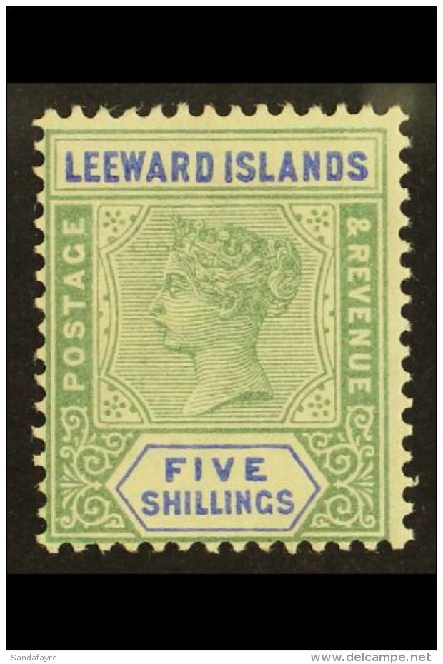 1890 5s Green And Blue, SG 8, Fine Lightly Hinged Mint. For More Images, Please Visit... - Leeward  Islands