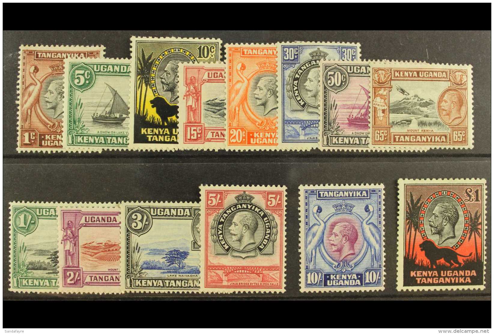 1935-37 Complete KGV Pictorial Set, SG 110/123, Fine Mint, The &pound;1 Centered To Right. (14) For More Images,... - Vide