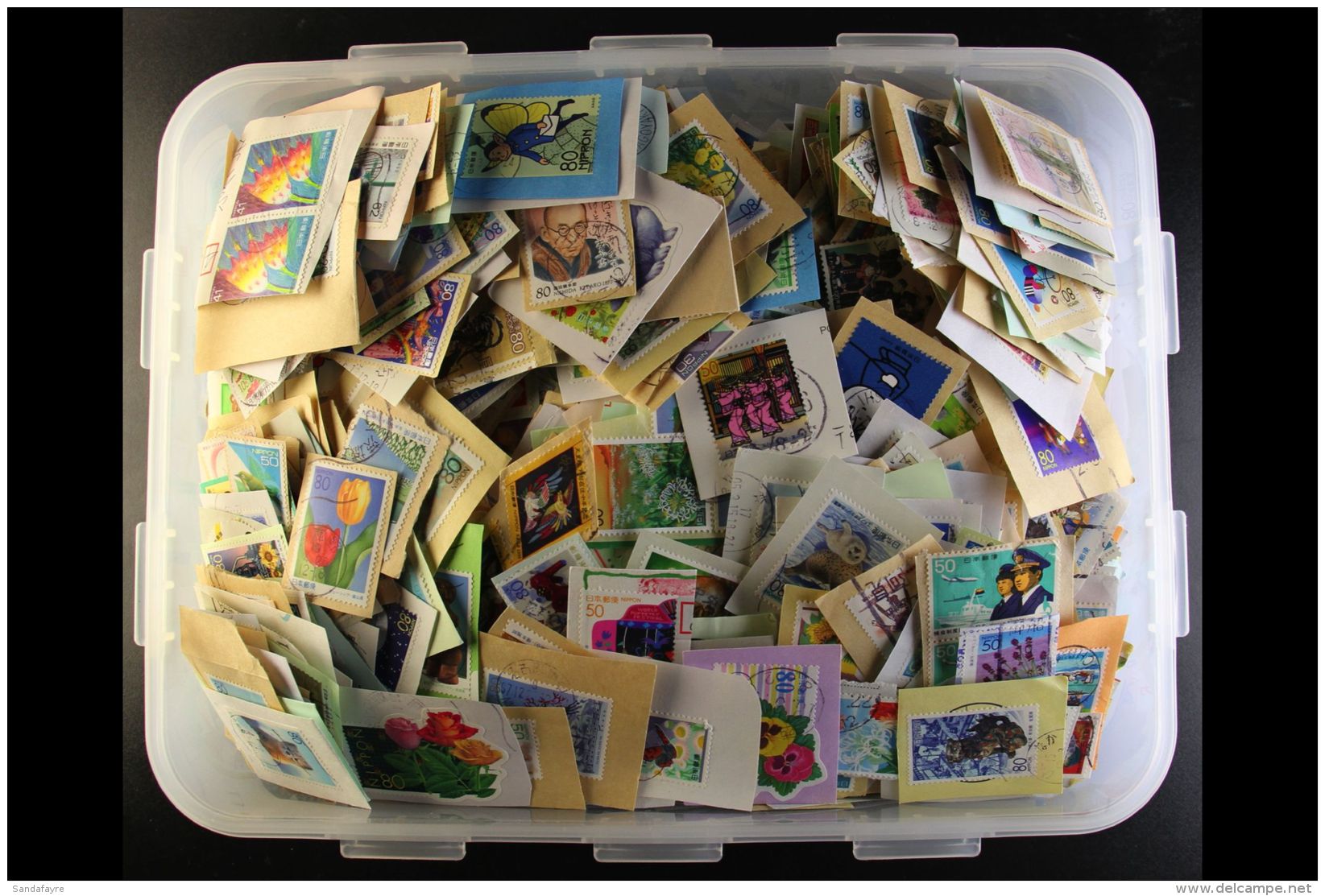 UPMARKET KILOWARE 1970's To 2000's On-paper Used Hoard Filling A Plastic Tub. A Colourful, Attractive And Varied... - Autres & Non Classés