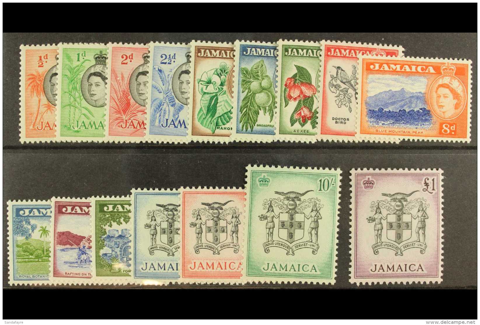 1956-58 Complete Definitive Set, SG 159/174, Fine Never Hinged Mint. (16) For More Images, Please Visit... - Jamaica (...-1961)