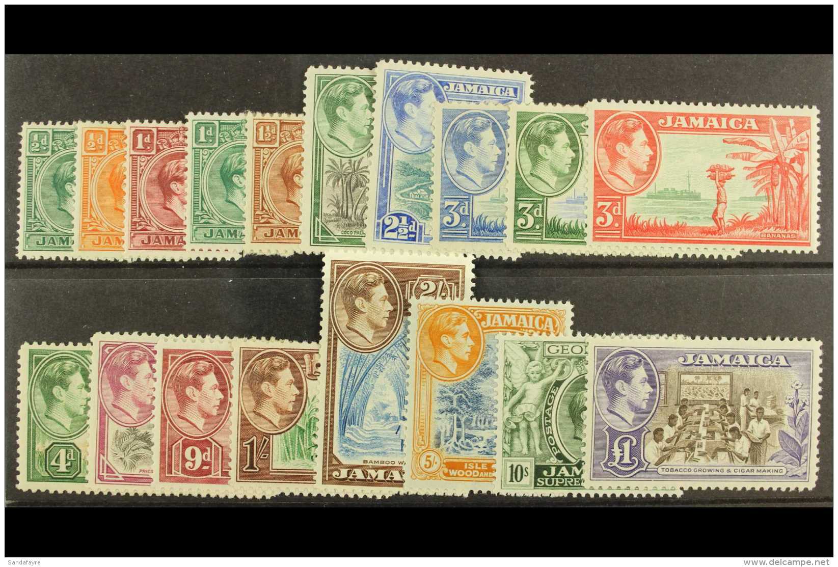 1938-52 Complete KGVI Definitive Set, SG 121/133a, Very Fine Mint. (18) For More Images, Please Visit... - Giamaica (...-1961)