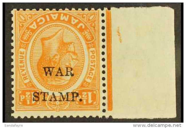 1917 1&frac12;d Orange "War Stamp", Variety "Ovpt Inverted", SG 74d, Very Fine Mint. For More Images, Please Visit... - Jamaïque (...-1961)