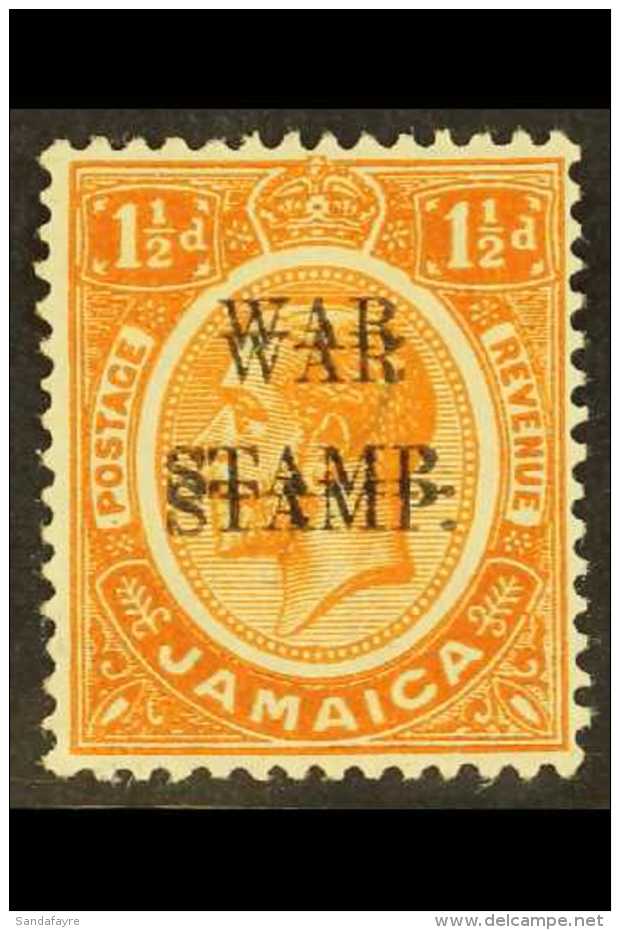 1917 1&frac12;d Orange, "War Stamp", Variety "Ovpt Double", SG 74c, Very Fine Mint. For More Images, Please Visit... - Jamaica (...-1961)