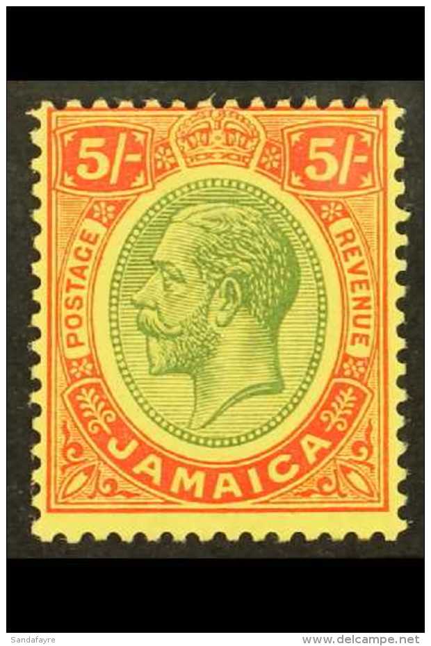1912-20 5s Green And Red On Yellow, SG 67, Very Fine Mint. For More Images, Please Visit... - Jamaïque (...-1961)