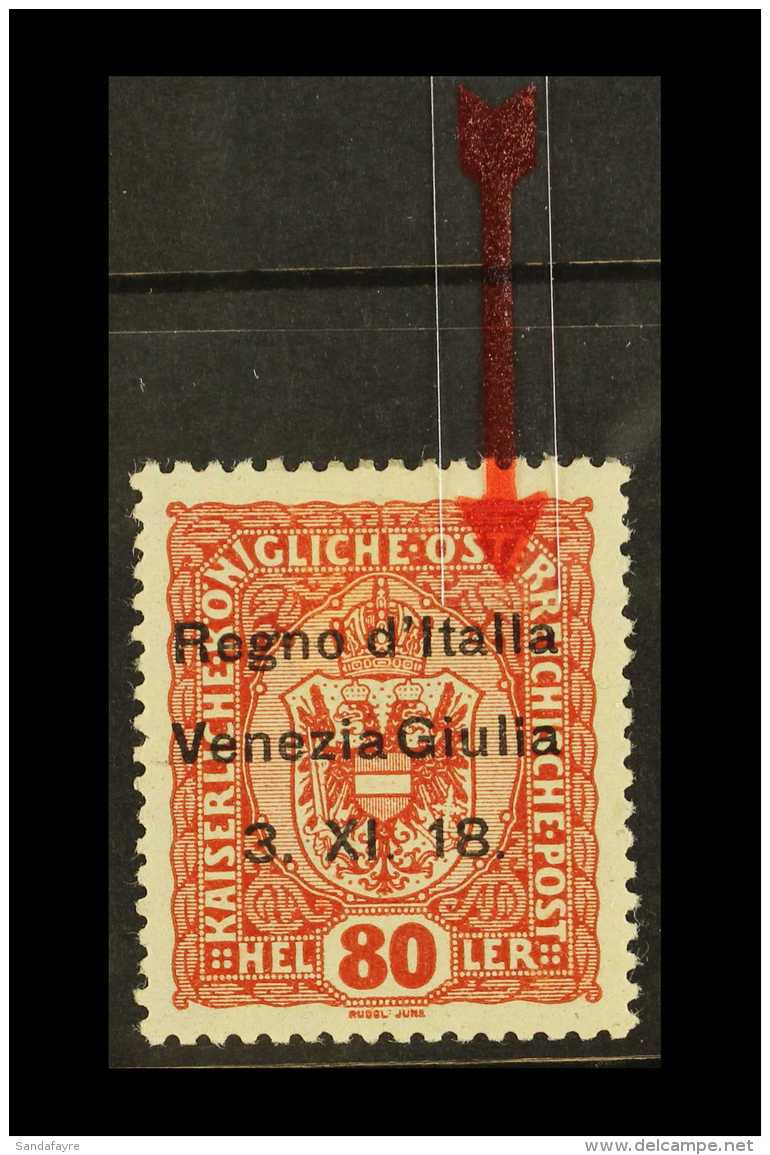 VENEZIA GIULIA 1918 80h Red Brown Overprinted, Variety 'Italla', Sass 13m, Very Fine Mint. Cat &euro;180... - Non Classés