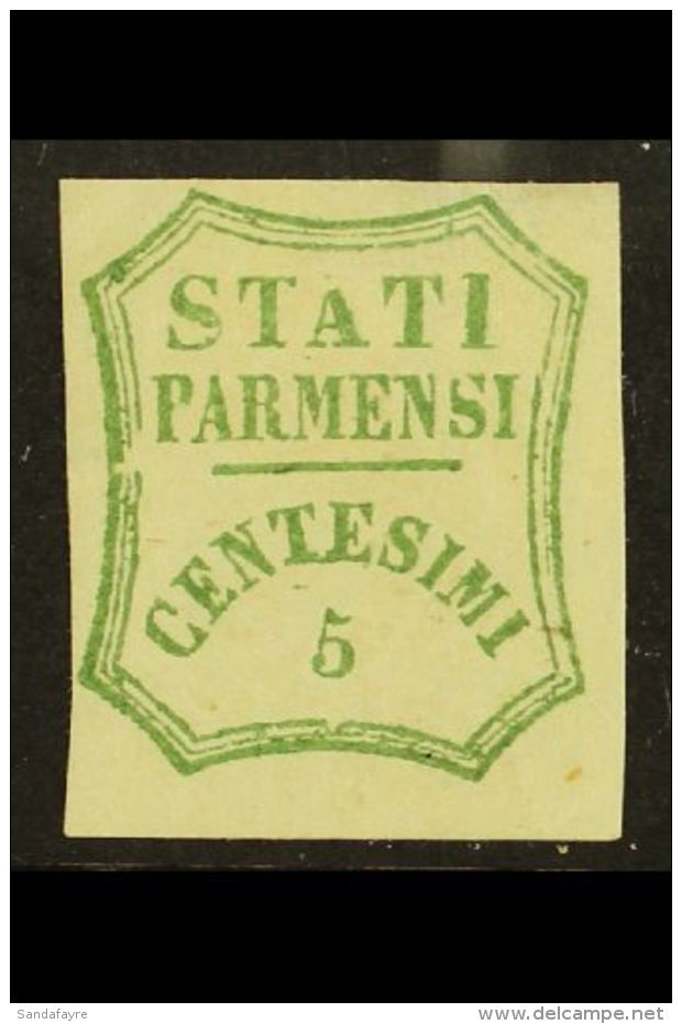 PARMA 1859 5c Blue Green, Provisional Govt, Variety "Short A", Sass 12b, Very Fine Mint, Large Part Og. Some... - Zonder Classificatie