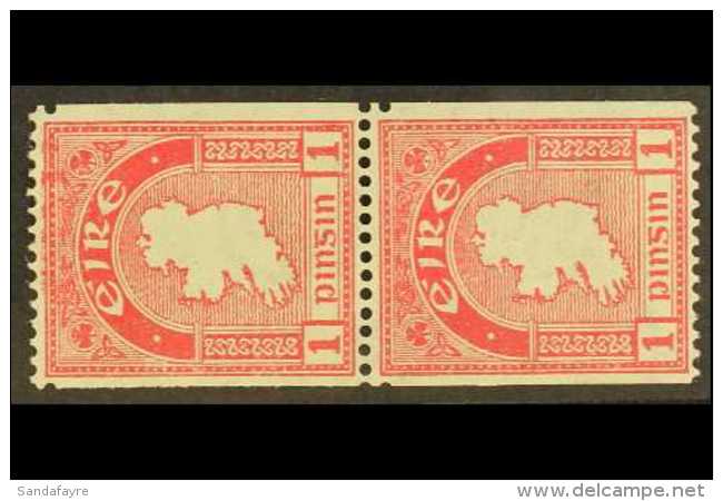 1933 1d Carmine, Vertical Coil Pair (single Perf), SG 72b, Fine Mint, Lower Stamp Nhm. For More Images, Please... - Andere & Zonder Classificatie