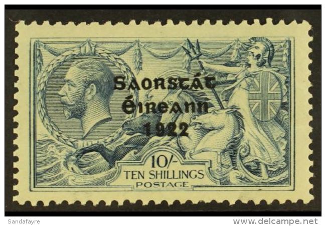 1928 WIDE DATE 10s Dull Grey Blue Seahorse, SG 88, From The Broken "S" Plate (Hib. T74d), Very Fine Mint.  For... - Autres & Non Classés