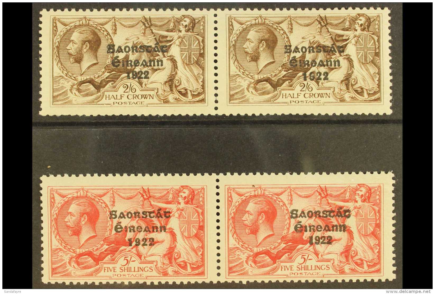 1925-28 2s6d Chocolate-brown And 5s Rose-carmine Seahorses, Composite Setting Horizontal Pairs (narrow And Wide... - Autres & Non Classés