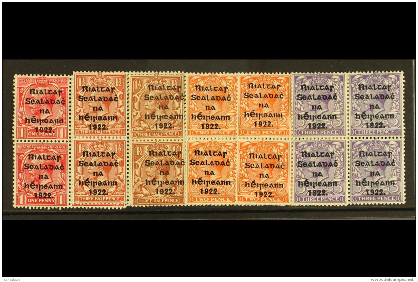 1922 THOM 1d, Both 1&frac12;d Shades, Both 2d Dies, And 3d, Between SG 31/36a, In Fine Mint Blocks Of Four. (6)... - Andere & Zonder Classificatie