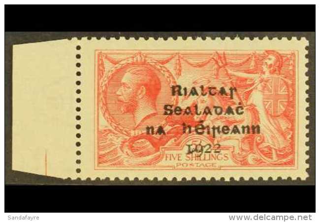 1922 DOLLARD 5s Rose-carmine Seahorse, SG 19, On Pseudo-laid Paper (Hib. T13b), Left Marginal Example, Superb... - Andere & Zonder Classificatie