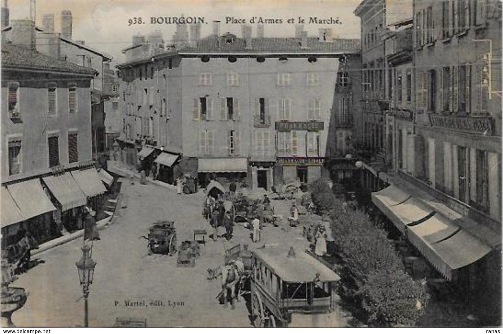 CPA ISERE BOURGOIN Isère Circulé Commerce Marché Courrier - Bourgoin