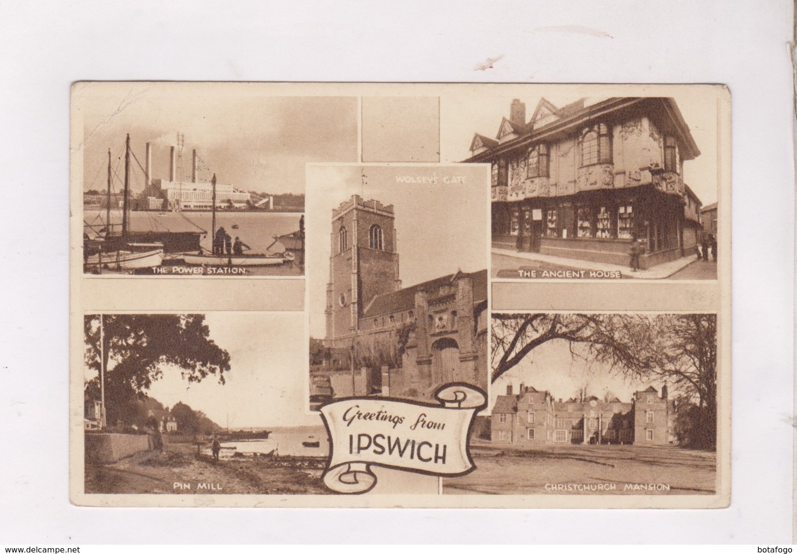 CPA GREETINGS FROM IPSWICH, MULTIVUES En 1953! (voir Timbre) - Ipswich