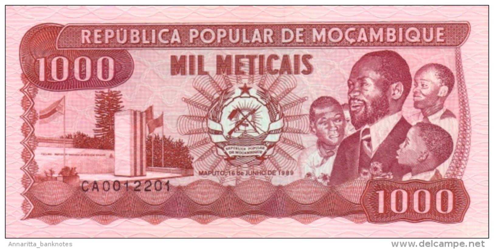 MOZAMBIQUE 1000 METICAIS 1989 P-132c UNC  [ MZ217c ] - Mozambique