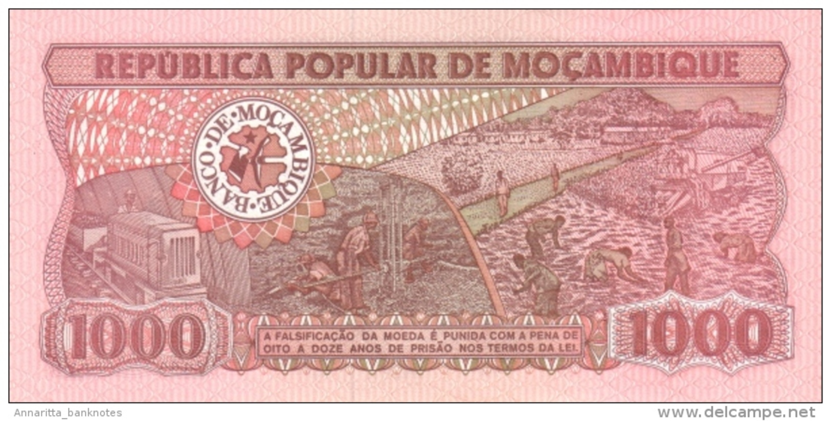 MOZAMBIQUE 1000 METICAIS 1989 P-132c UNC  [ MZ217c ] - Mozambique