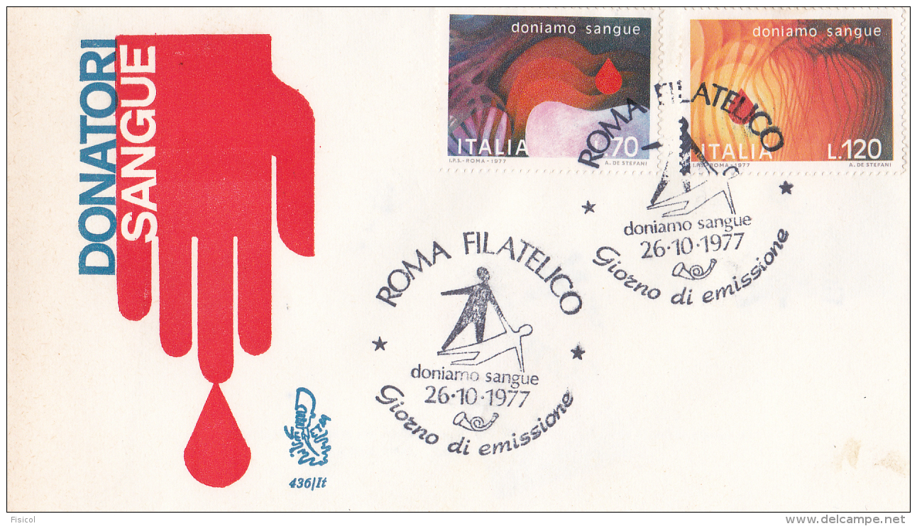 1977 ITALIA - 10 DONATORI SANGUE - FDC VENETIA - FDC