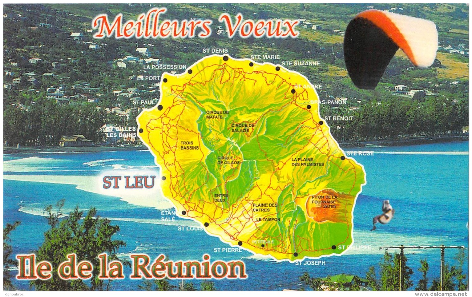 ILE DE LA REUNION MULTIVUE ET CARTE GEOGRAPHIQUE - Autres & Non Classés