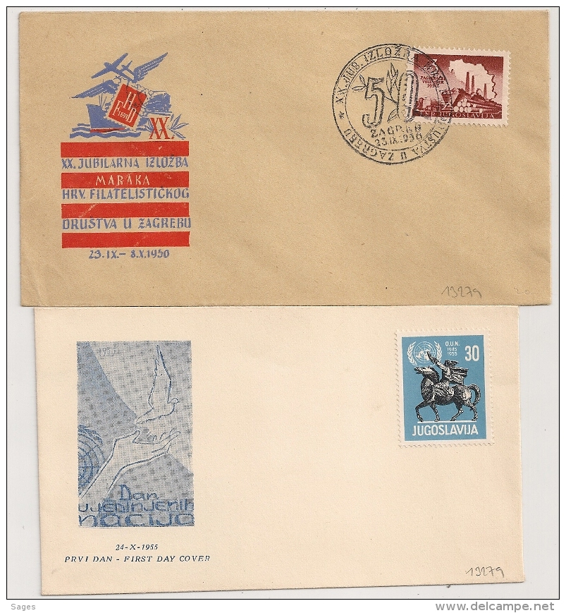 2 Covers JUGOSLAVIJA. YOUGOSLAVIE. 1950 And 1955. - Covers & Documents
