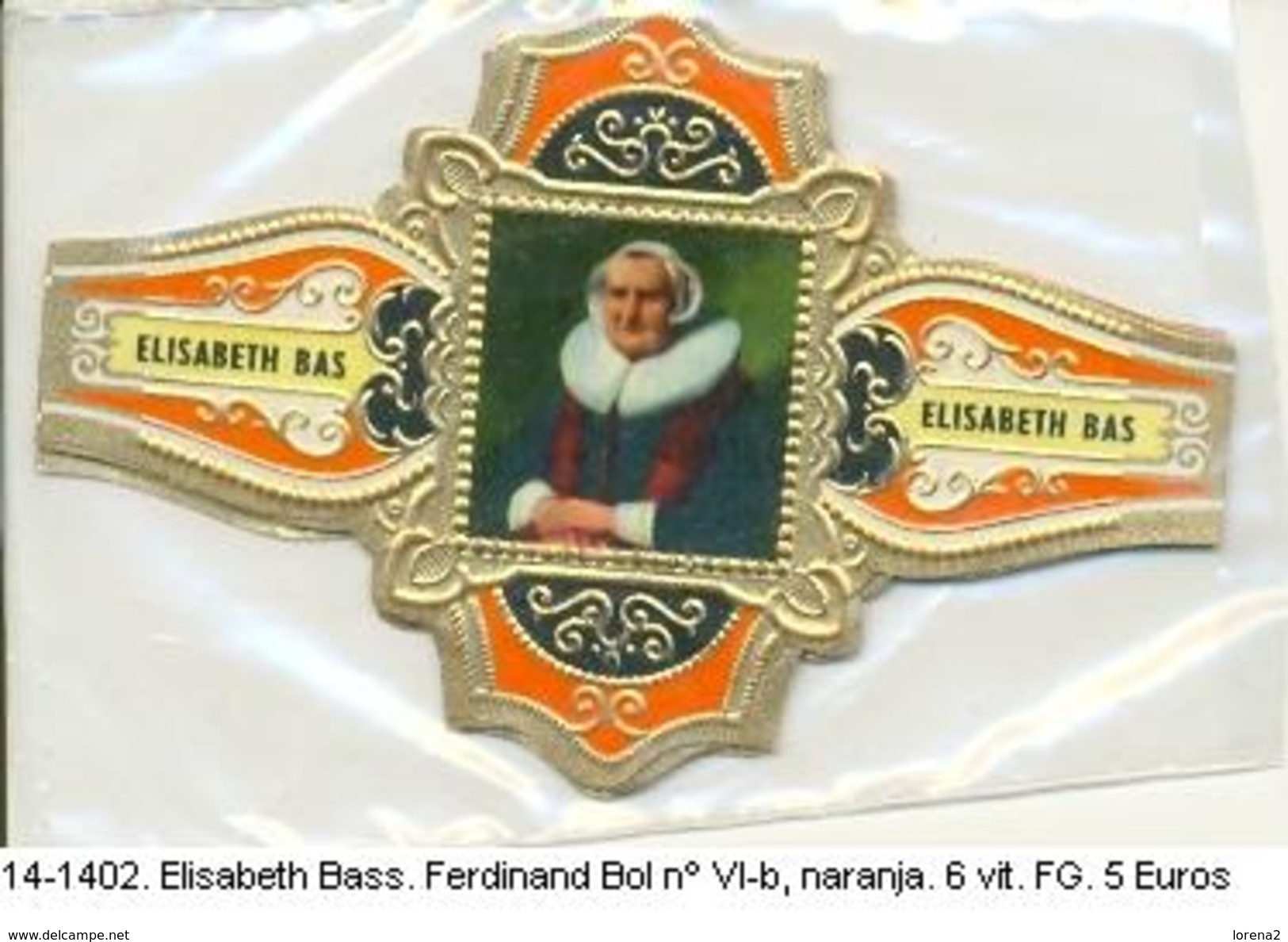 Vitolas Elisabeth Bass. Ferdinand Bol Nº VI-b, Maranja.  Ref. 14-1402 - Anelli Da Sigari