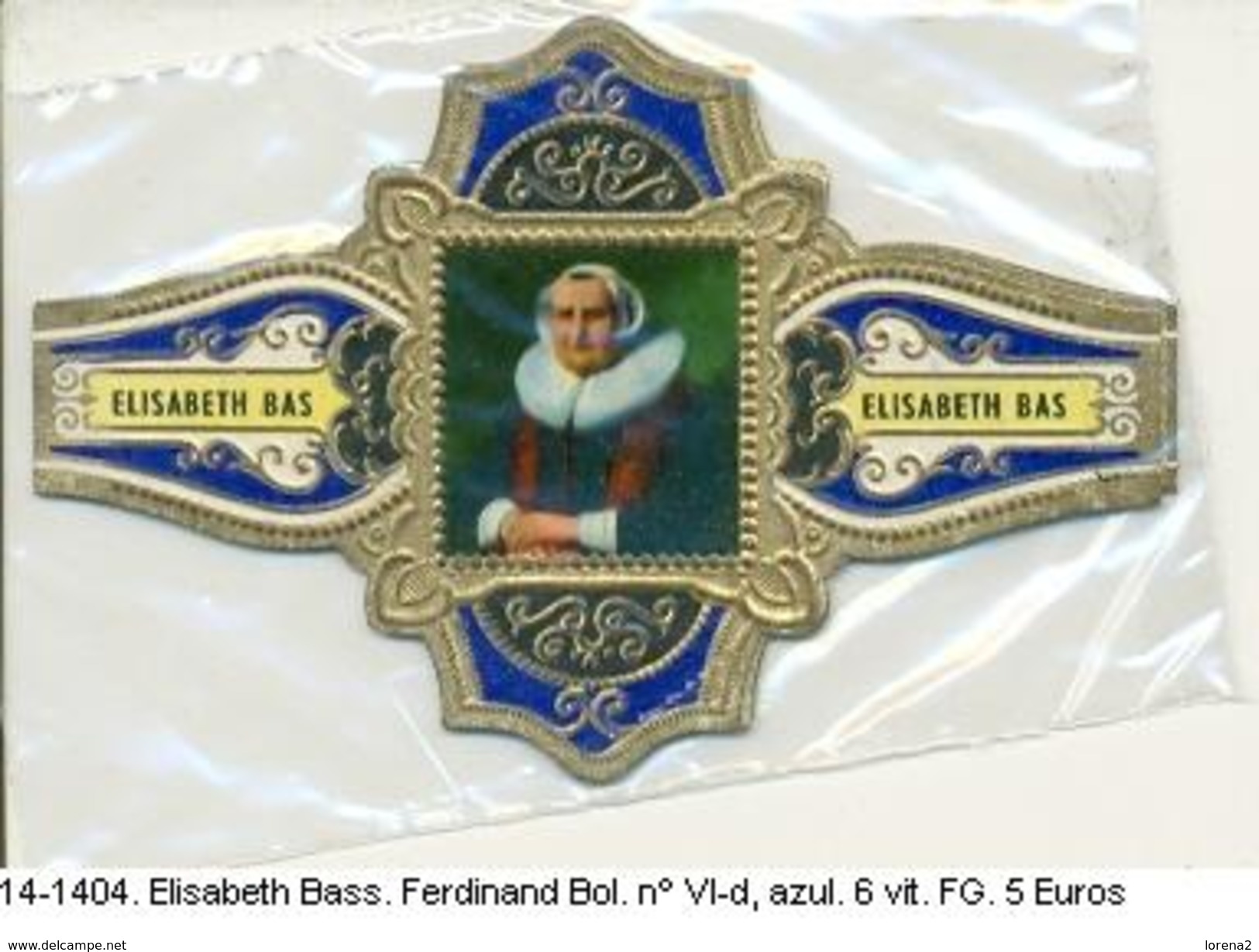 Vitolas Elisabeth Bass. Ferdinand Bol Nº VI-d, Azul.  Ref. 14-1404 - Bauchbinden (Zigarrenringe)