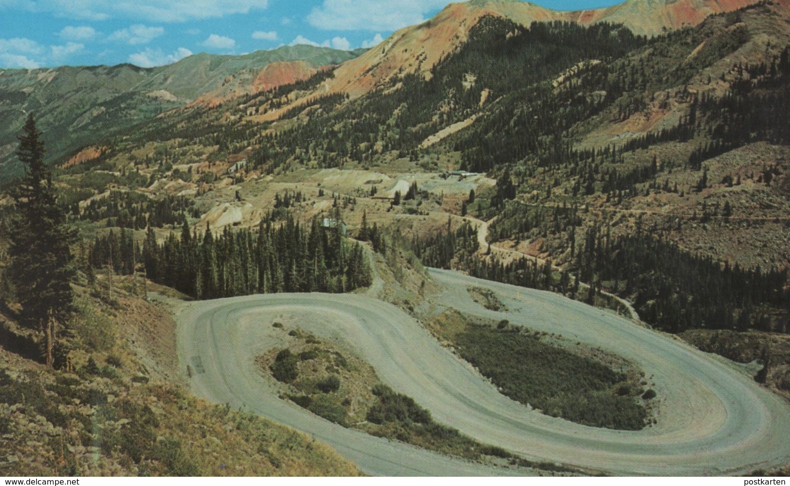 ÄLTERE POSTKARTE HAIRPIN TURNS ON THE MILLION DOLLAR HIGHWAY IN ITS CLIMB UP RED MOUNTAIN PASS Motorway Cpa AK - Rocky Mountains