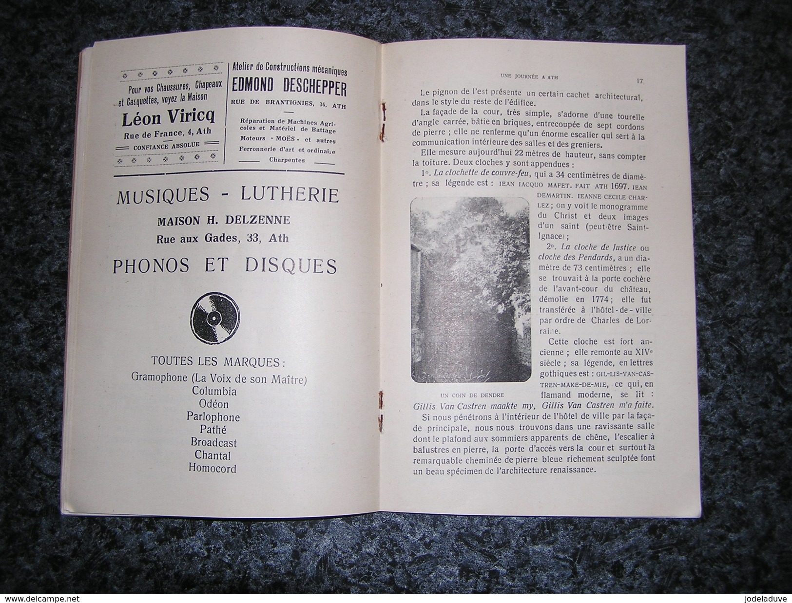 UNE JOURNEE à ATH Guide 1925 M Van Haudenard Régionalisme Hainaut Publicités Ford Chevrolet Commerces