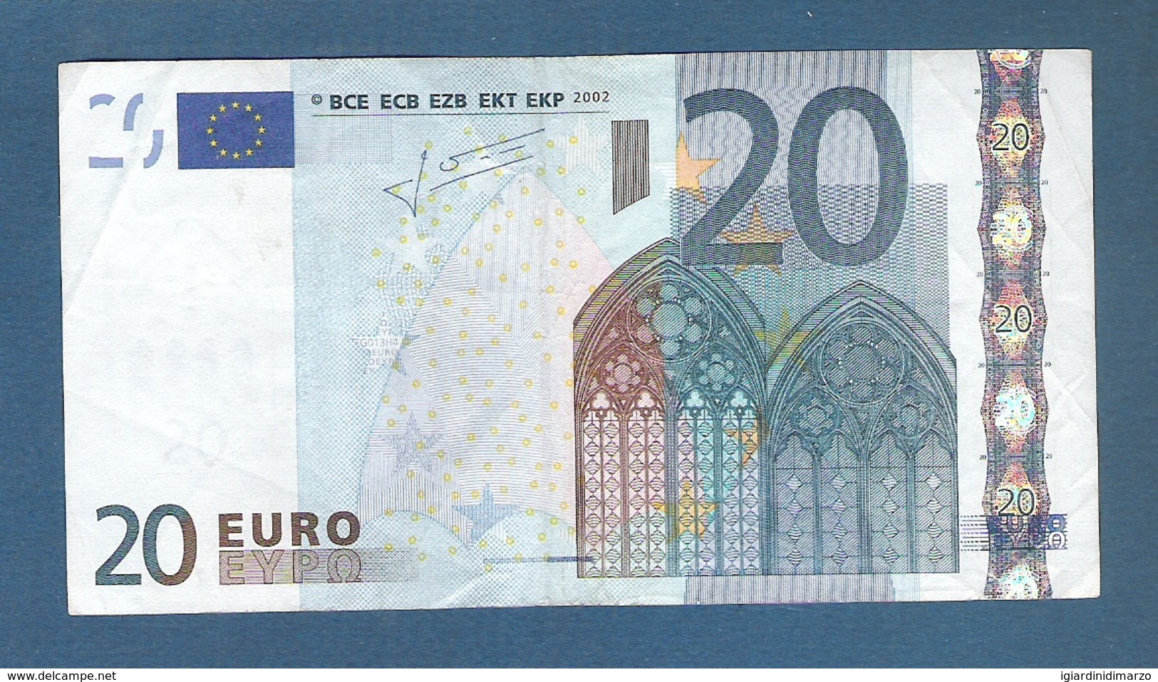 EURO - CIPRO - 2002 - BANCONOTA DA 20 EURO TRICHET SERIE G (G013H4) - CIRCOLATA-CIRCULATED - IN BUONE CONDIZIONI. - 20 Euro