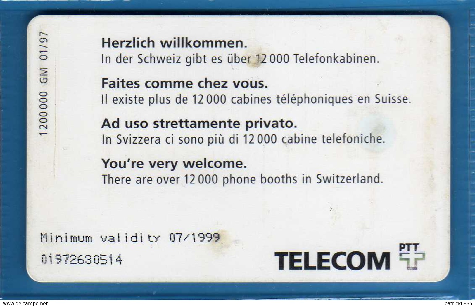 SVIZZERA -  SWISS TELECOM  - TAXCARD  . CHF. 20 Val. 01/1997.   Vedi Descrizione. (6) - Schweiz