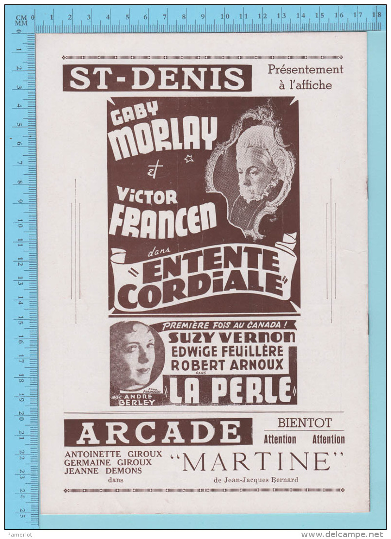 Mlle Huguette Oligny Montreal Quebec - Théatre Arcade Programme October 1946 - 8 Pages "les Deux Madame Carroll" 3 Scan - Programs