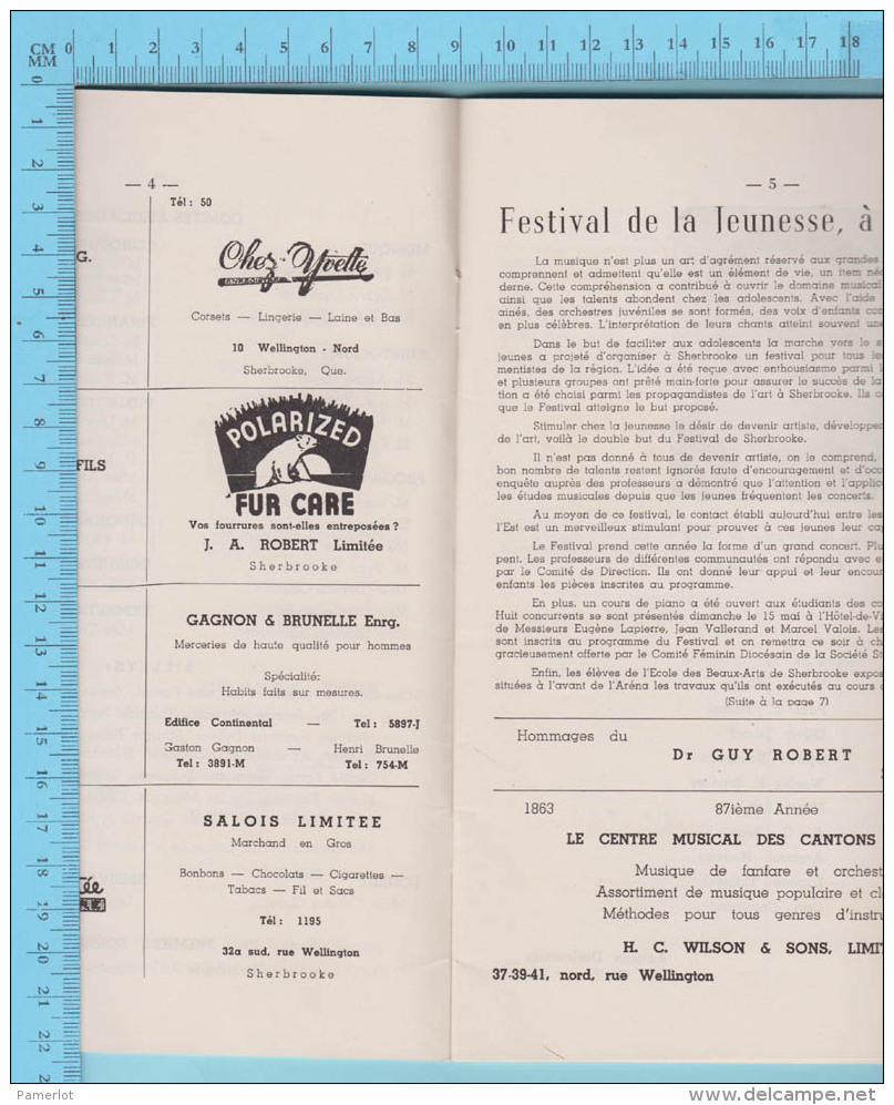Sherbrooke Quebec - Arena De Sherbrooke Festival De La Jeunesse Mai 1949, 34 Pages - 5 Scans - Programs