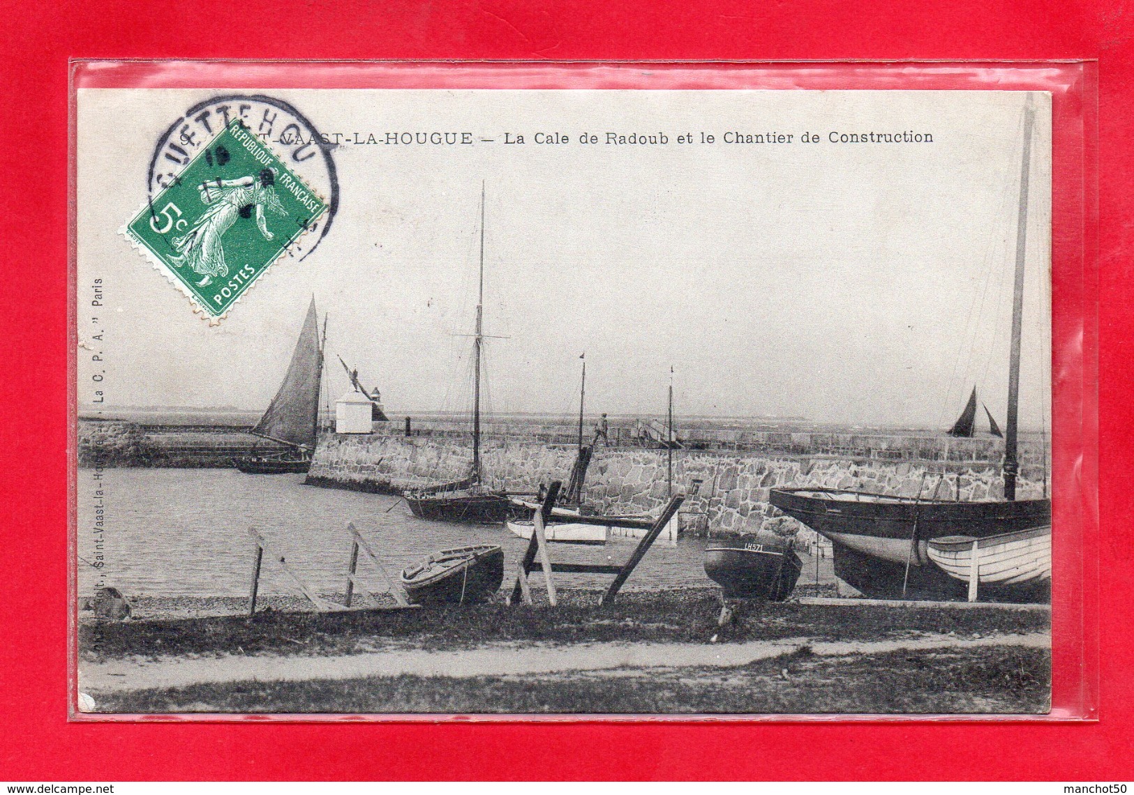 50-CPA SAINT VAAST LA HOUGUE - LA CALE DE RADOUB ET LE CHANTIER DE CONSTRUCTION - (N°315) - Saint Vaast La Hougue