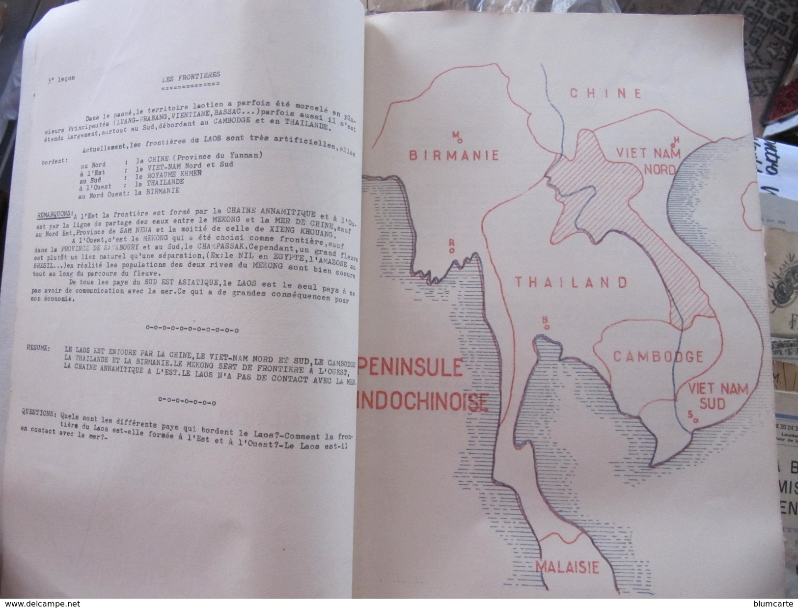 GEOGRAPHIE DU LAOS - Edité Par L'école Espérance Mission Catholique Vientane 1963 - Géographie