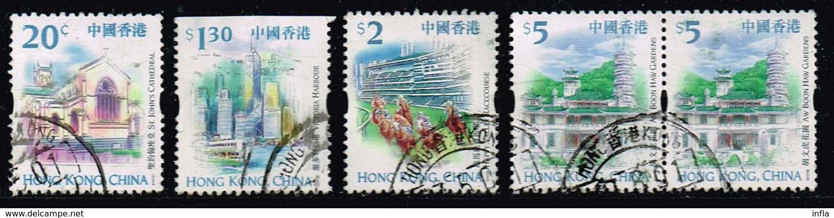 Hong Kong 1999, Michel# 898, 902 Do, 905 + 909 O     Hong Kong Scenery And Landmarks - Gebraucht