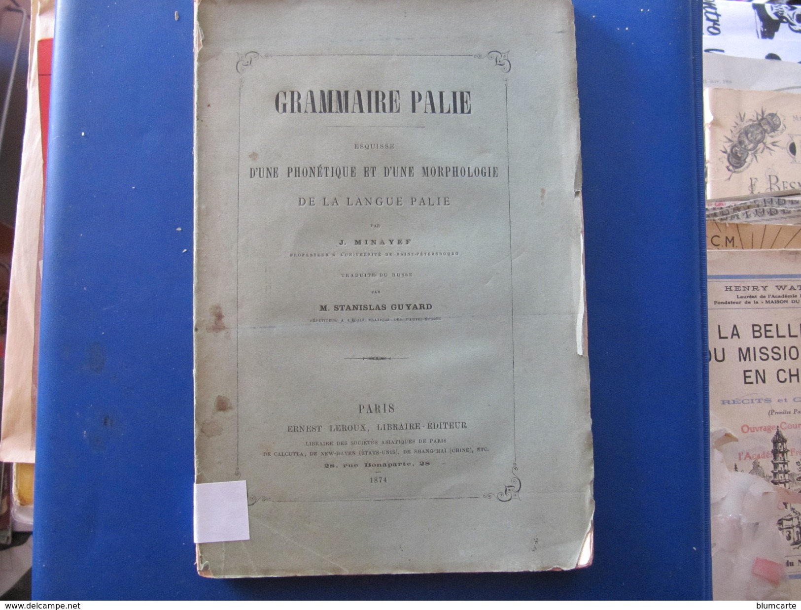 GRAMMAIRE PALIE Par J. MINAYEF - 1874 - Géographie