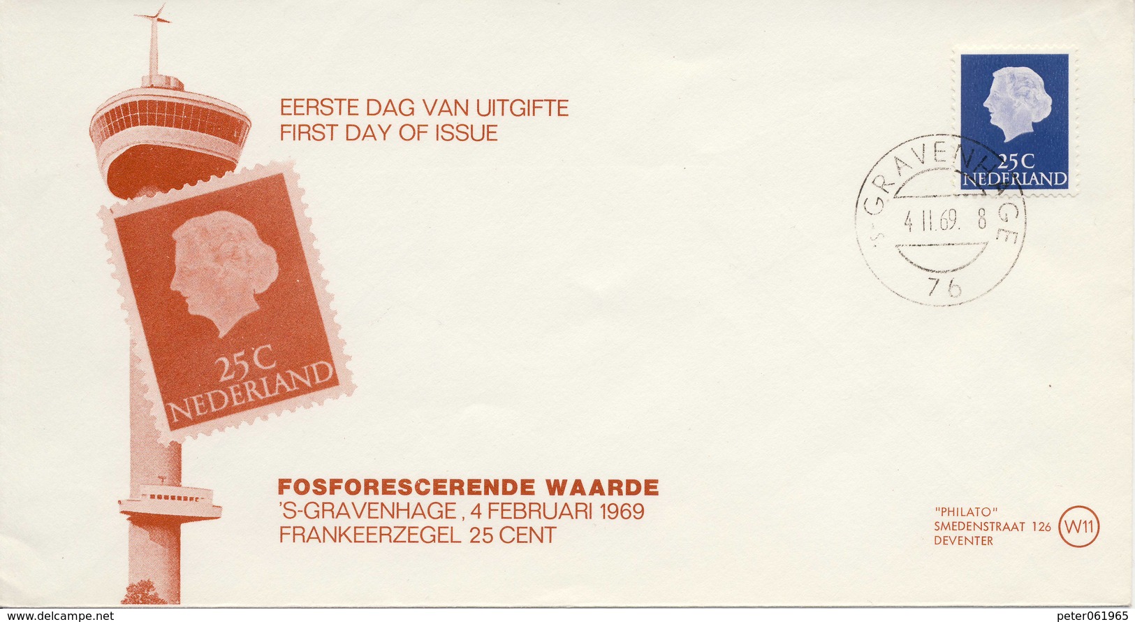 Philato FDC W11 - Blanco / Open Klep (CW = &euro; 15,-) - FDC