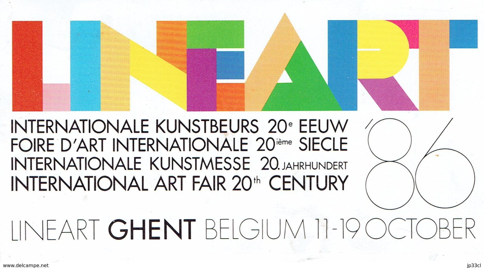 Ticket D'entrée à Lineart (Foire D'art Internationale, Gand - Gent, 11 Au 19/10/1986) - Eintrittskarten