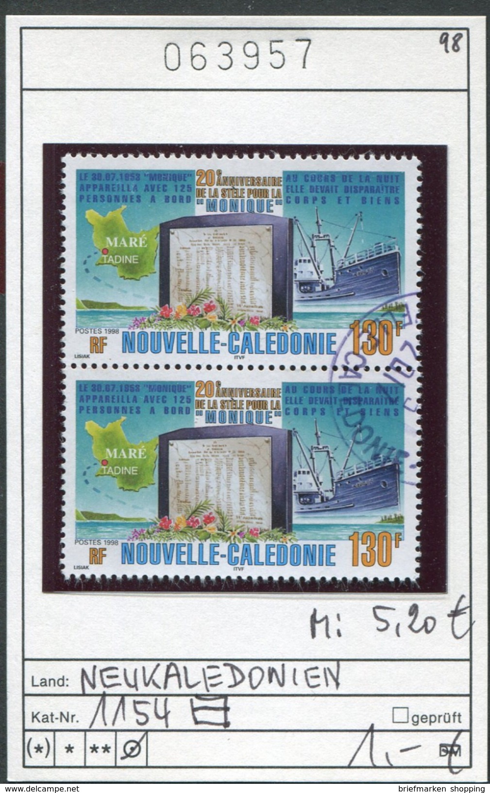 Neukaledonien - Nouvelle Caledonie - Michel 1154 Im Paar / Pair - Oo Oblit. Used Gebruikt - Gebruikt