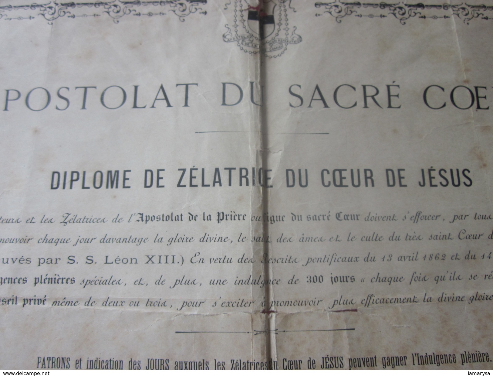 1890 Riec-sur-Bélon APOSTOLAT Du Sacré C&oelig;ur De Jésus Diplôme De ZÉLATRICE(Léon XIII)>Curé Prêtre RELIGION CHRÉTIEN - Documents Historiques