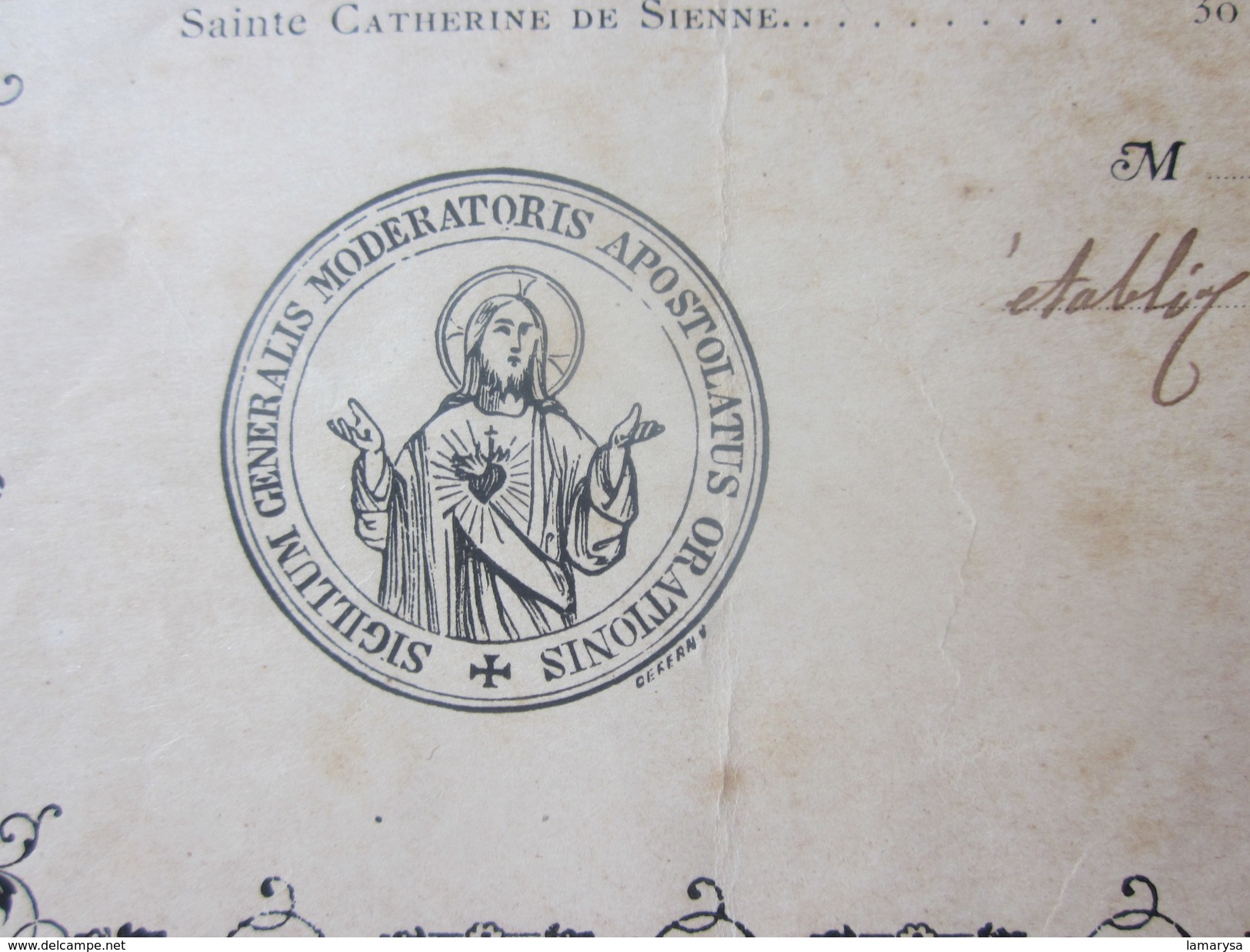 1890 Riec-sur-Bélon APOSTOLAT Du Sacré C&oelig;ur De Jésus Diplôme De ZÉLATRICE(Léon XIII)>Curé Prêtre RELIGION CHRÉTIEN - Documents Historiques