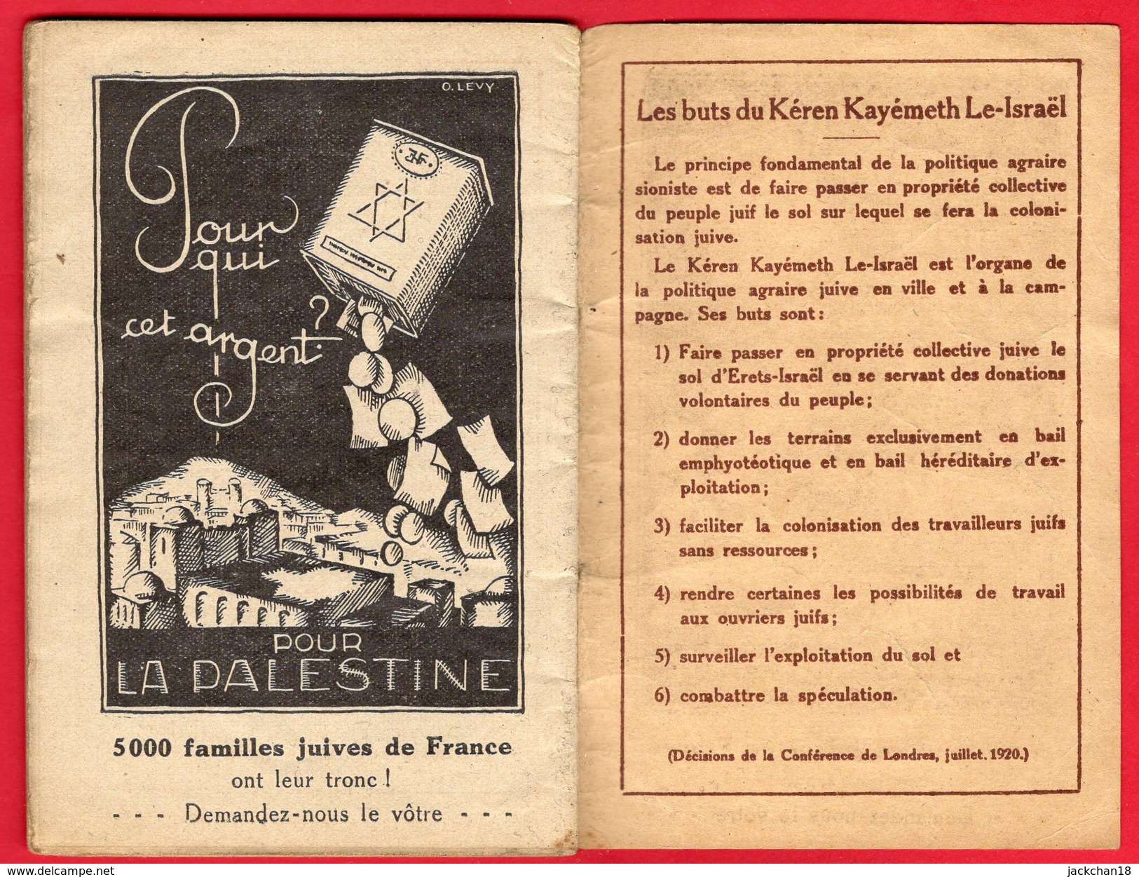 -- PETIT ALMANACH DE 40 PAGES - KEREN KAYEMETH LE-ISRAËL  ( OEUVRE FONCIERE PALESTINIENNE) -- - Autres & Non Classés